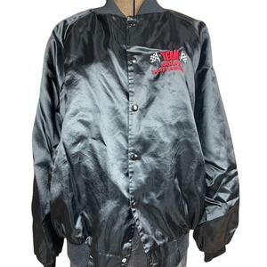 NISSAN Team Racing Jacket Satin Bomber Mens (XL) New Jersey‎ Lined Pockets USA